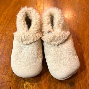 Shearling Leather Lambskin Booties Kina Cream Nui Organics 3-6 Months